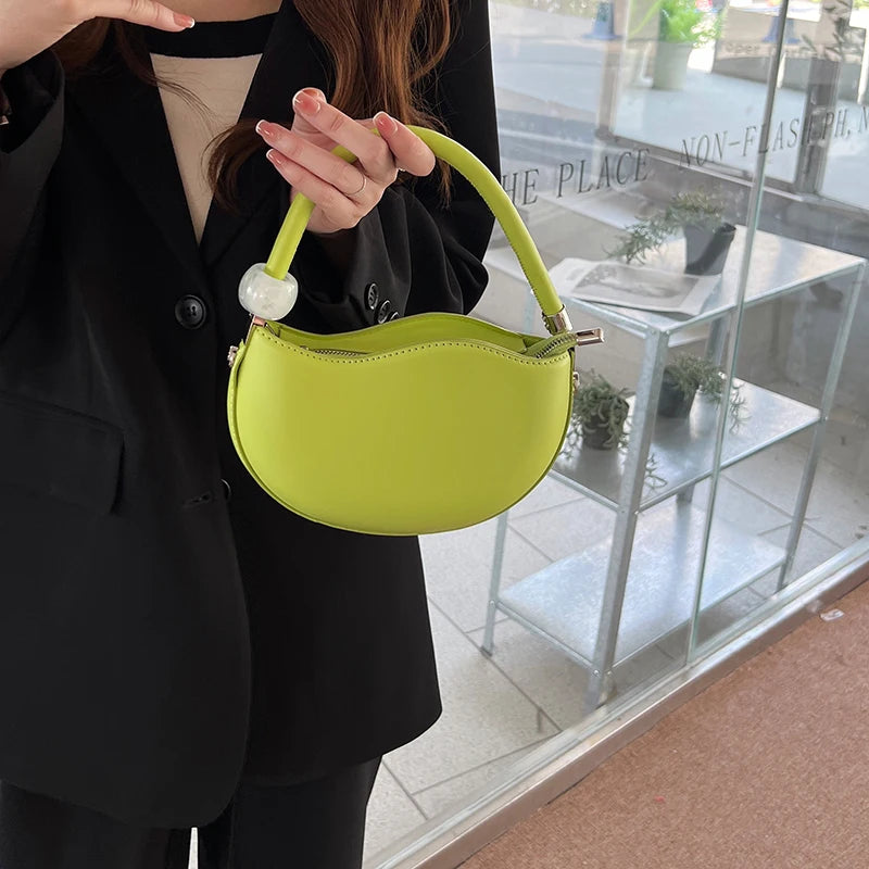 Small Shoulder Bag PU Leather Round Crossbody Bag