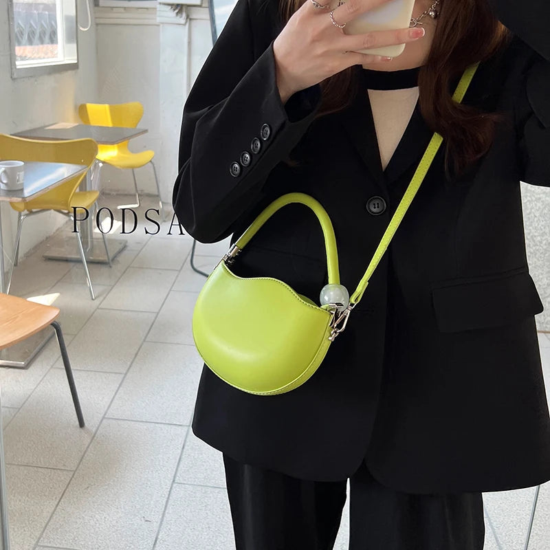 Small Shoulder Bag PU Leather Round Crossbody Bag