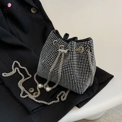 Diamond Bucket Bag Women's Shoulder Bags Ball Chain Crossbody Bag Totes