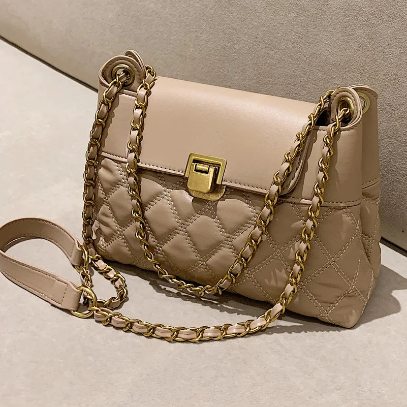 Diamond Lattice Chain Handbags Women Shoulder Crossbody Bags