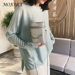 Diamond Shoulder Bag Women Leather Cylinder Bucket Handbag