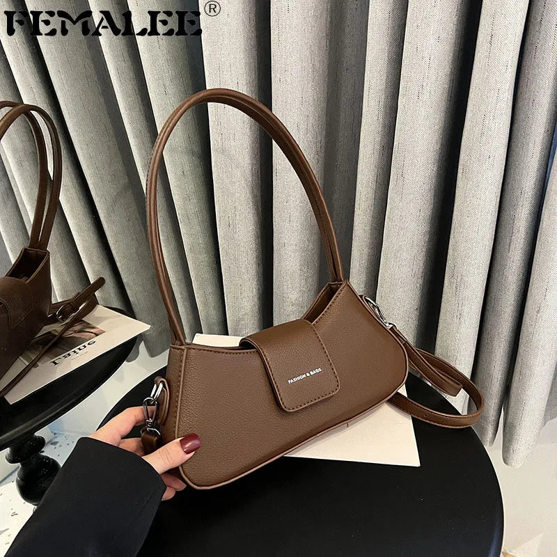 Double Strap Women's Handbag Purse PU Leather Shoulder Bag