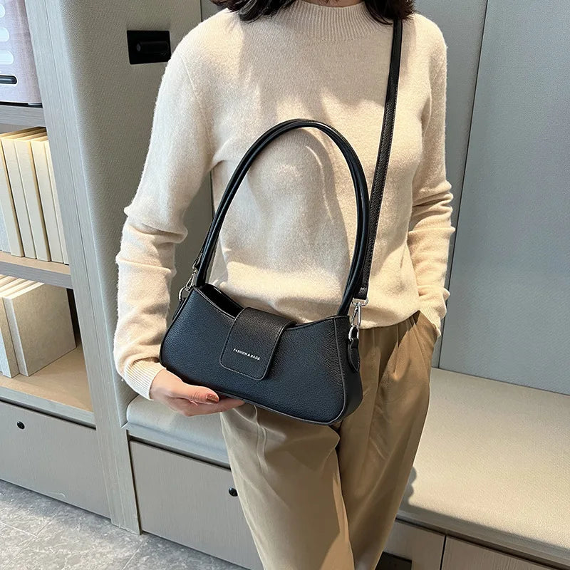 Double Strap Women's Handbag Purse PU Leather Shoulder Bag