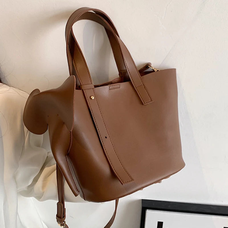 Elephant Tote Bag Women Handbag Soft Pu Leather Shoulder Crossbody Bags