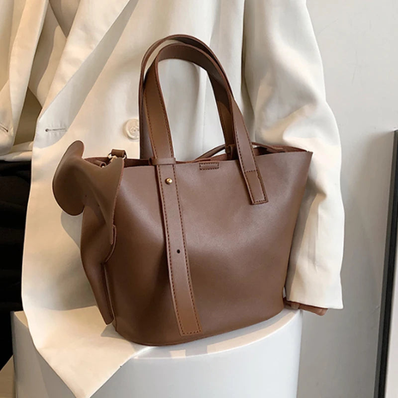 Elephant Tote Bag Women Handbag Soft Pu Leather Shoulder Crossbody Bags