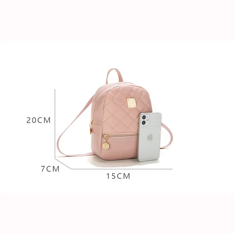 Embroidered Mini Backpack Women Bag Soft PU Leather School Backpack