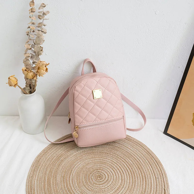 Embroidered Mini Backpack Women Bag Soft PU Leather School Backpack