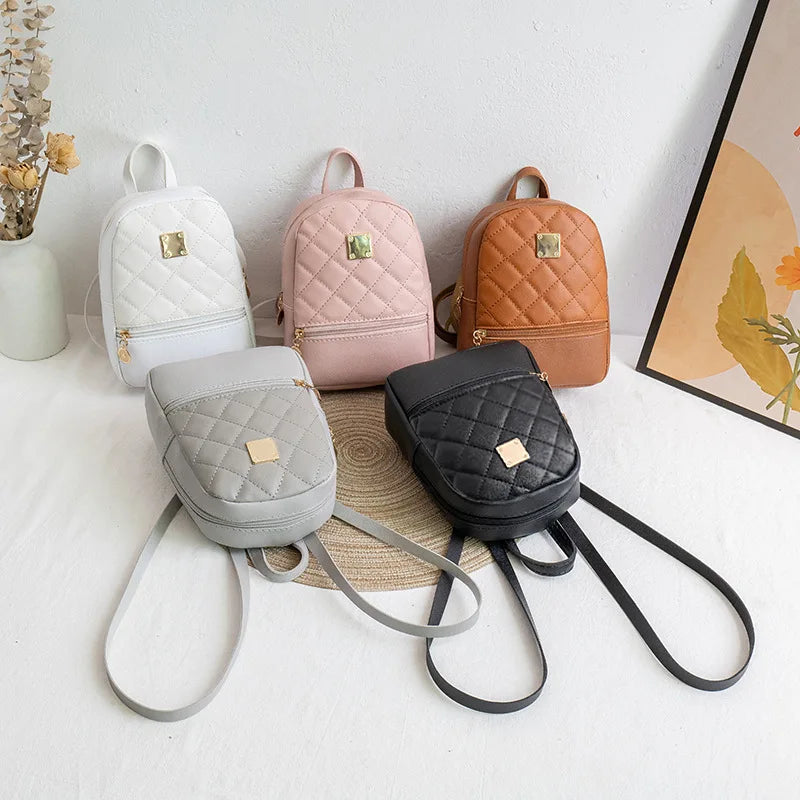 Embroidered Mini Backpack Women Bag Soft PU Leather School Backpack