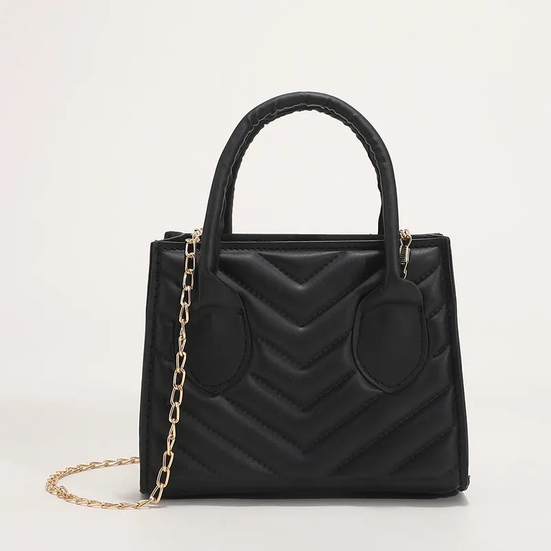 Embroidery Shoulder Bag Chain Strap Crossbody Bags For Women Solid PU Leather