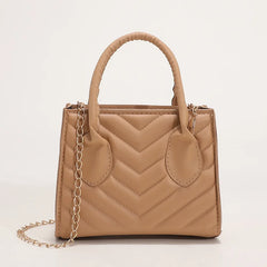Embroidery Shoulder Bag Chain Strap Crossbody Bags For Women Solid PU Leather