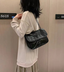 Women's Embroidery Thread Shoulder Bag Soft Leather Messenger Chains Crossbody H