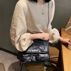 Women's Embroidery Thread Shoulder Bag Soft Leather Messenger Chains Crossbody H