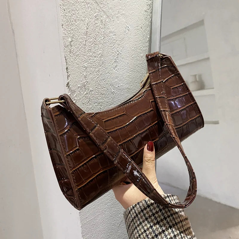 Retro Casual Women Totes Shoulder Bags Solid Leather Chain Handbag