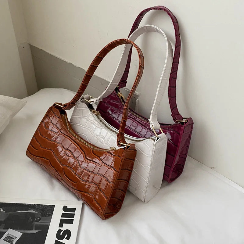 Retro Casual Women Totes Shoulder Bags Solid Leather Chain Handbag