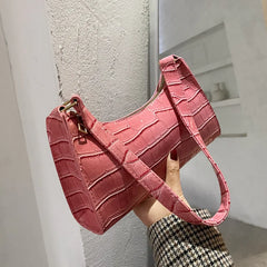 Retro Casual Women Totes Shoulder Bag Female Leather Solid Chain Handbag