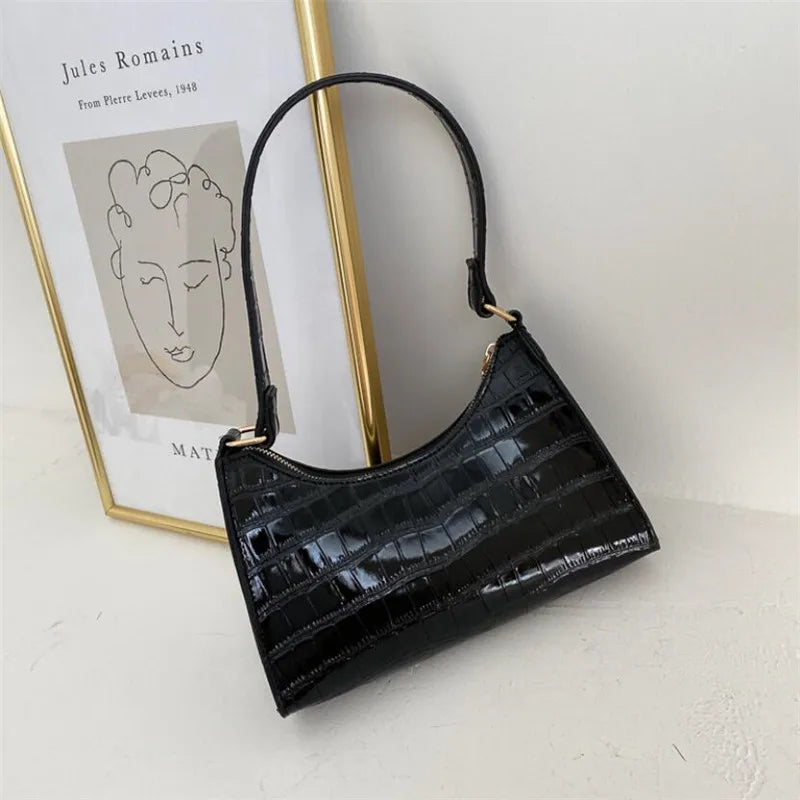 Retro Casual Women Totes Shopping Bag Female Leather Solid Chain Handbag