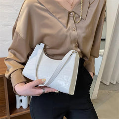 Retro Casual Women Totes Shopping Bag Female Leather Solid Chain Handbag