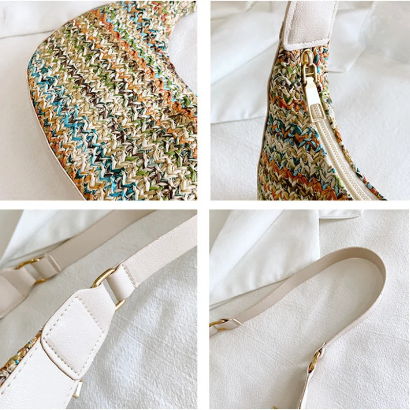 Straw Woven Bag Casual Women's Shoulder Bag Solid Handbags
