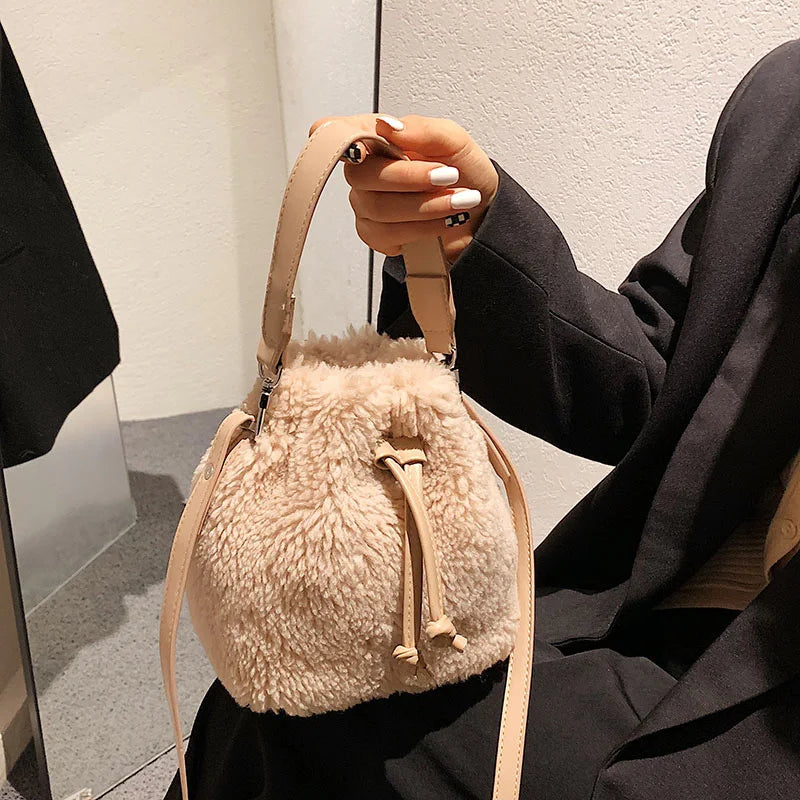 Faux Fur Women's Winter Handbag Plush Top-handle Crossbody Bag