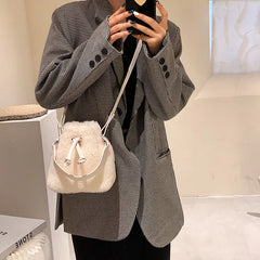 Faux Fur Women's Winter Handbag Plush Top-handle Crossbody Bag