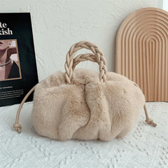 Faux Fur Small Tote Women Handbags Lambswool Shoulder Bags