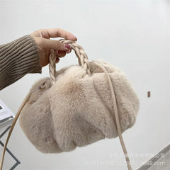 Faux Fur Small Tote Women Handbags Lambswool Shoulder Bags
