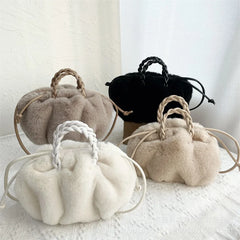 Faux Fur Small Tote Women Handbags Lambswool Shoulder Bags