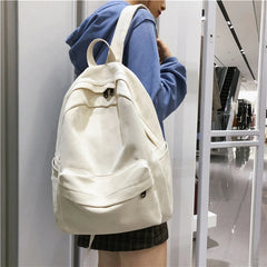 Female Canvas Backpack Women Solid Backpack for College School