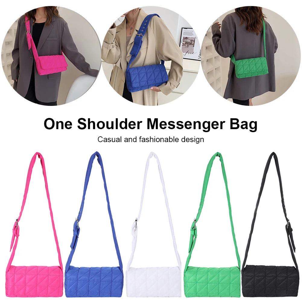 Quilted Crossbody Bag for Women with Belt Buckle