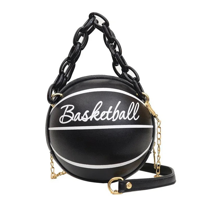 Pink Leather Basketball Bag Crossbody Chain Hand Bags
