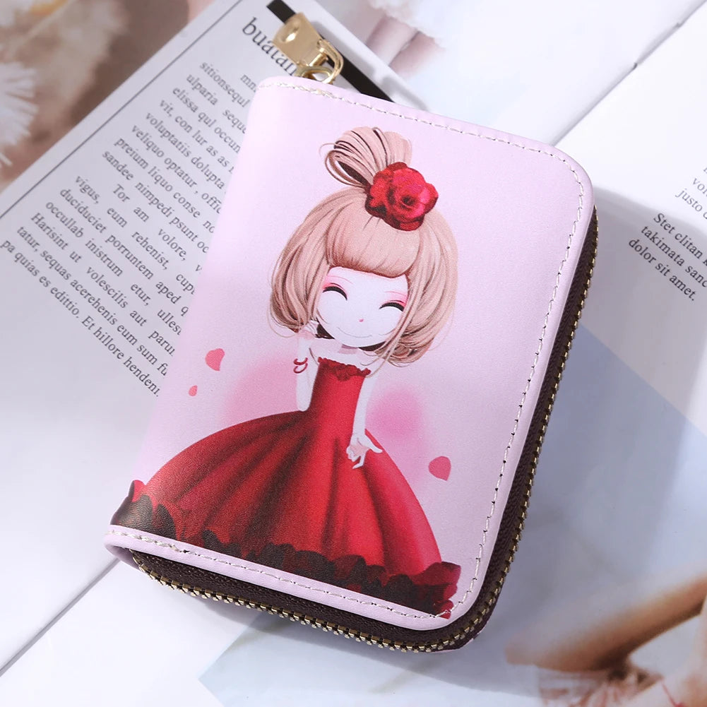 Vintage Cartoon Patterns Women Wallet Phone Pocket Purse