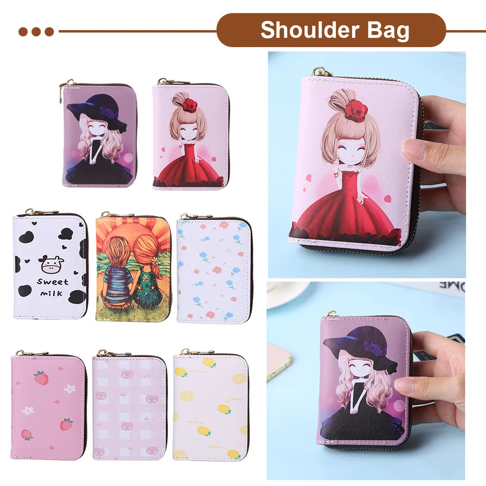 Vintage Cartoon Patterns Women Wallet Phone Pocket Purse