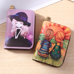 Vintage Cartoon Patterns Women Wallet Phone Pocket Purse