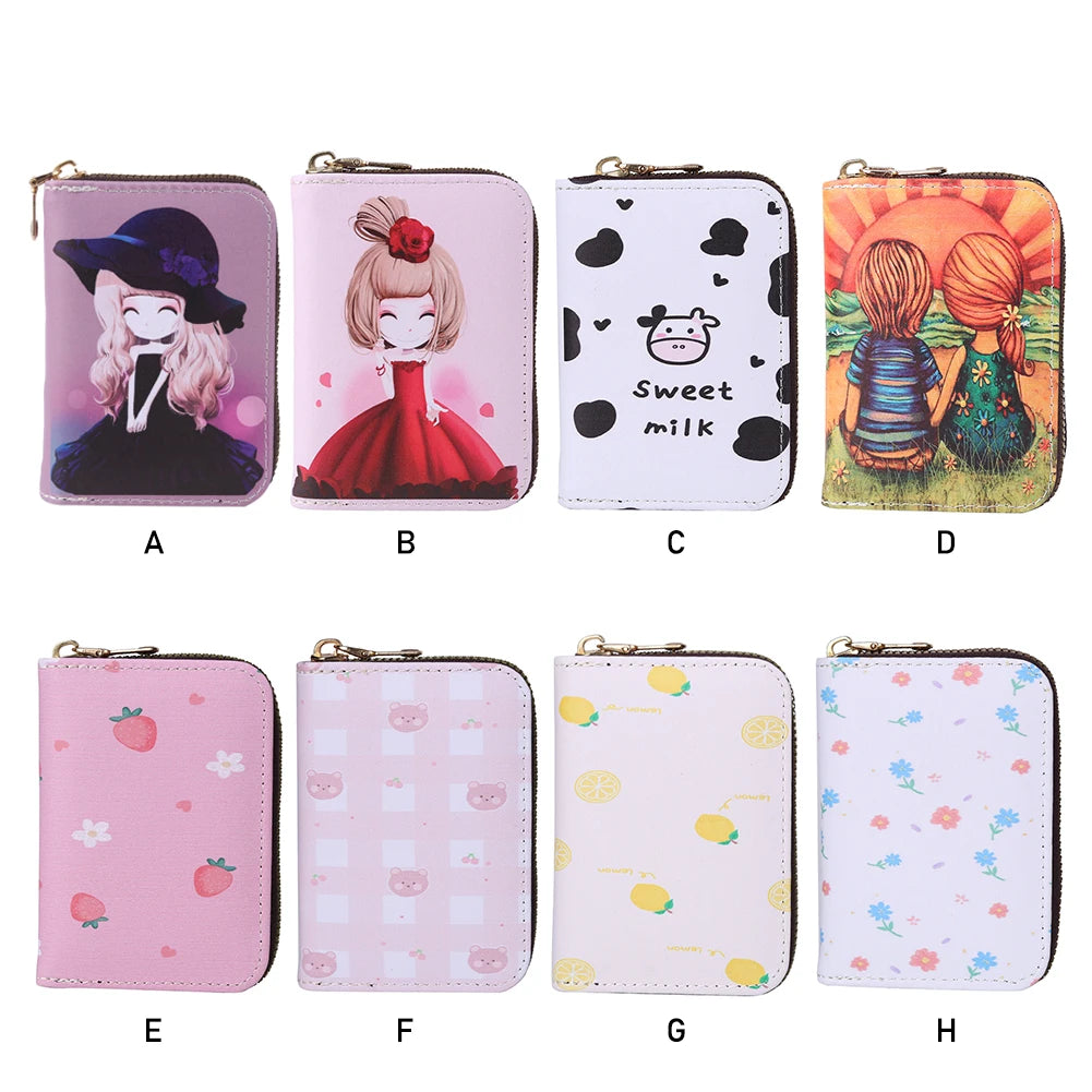 Vintage Cartoon Patterns Women Wallet Phone Pocket Purse