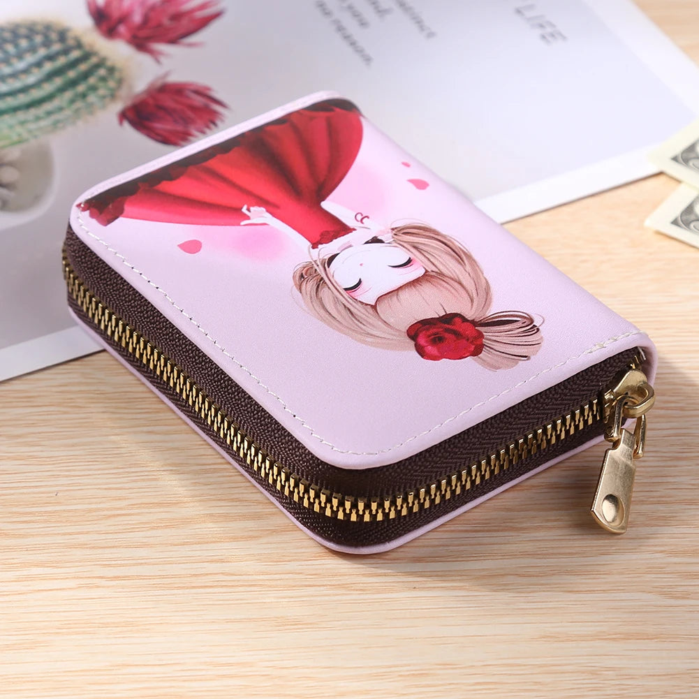 Vintage Cartoon Patterns Women Wallet Phone Pocket Purse