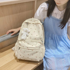 Floral Backpack Nylon Preppy Style Large Capacity Schoolbag College Girl Travel