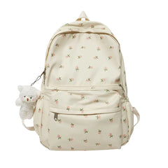 Floral Backpack Nylon Preppy Style Large Capacity Schoolbag College Girl Travel