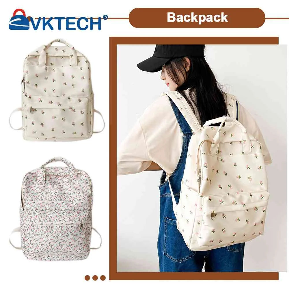 Floral Backpack Women Flower Prints Travel School Bag Rucksack