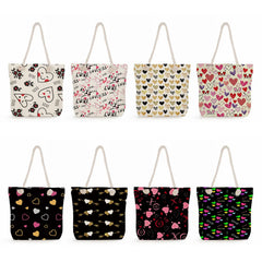 Floral Letter Printed Handbags Casual High Capacity Women Shopping Tote Bags