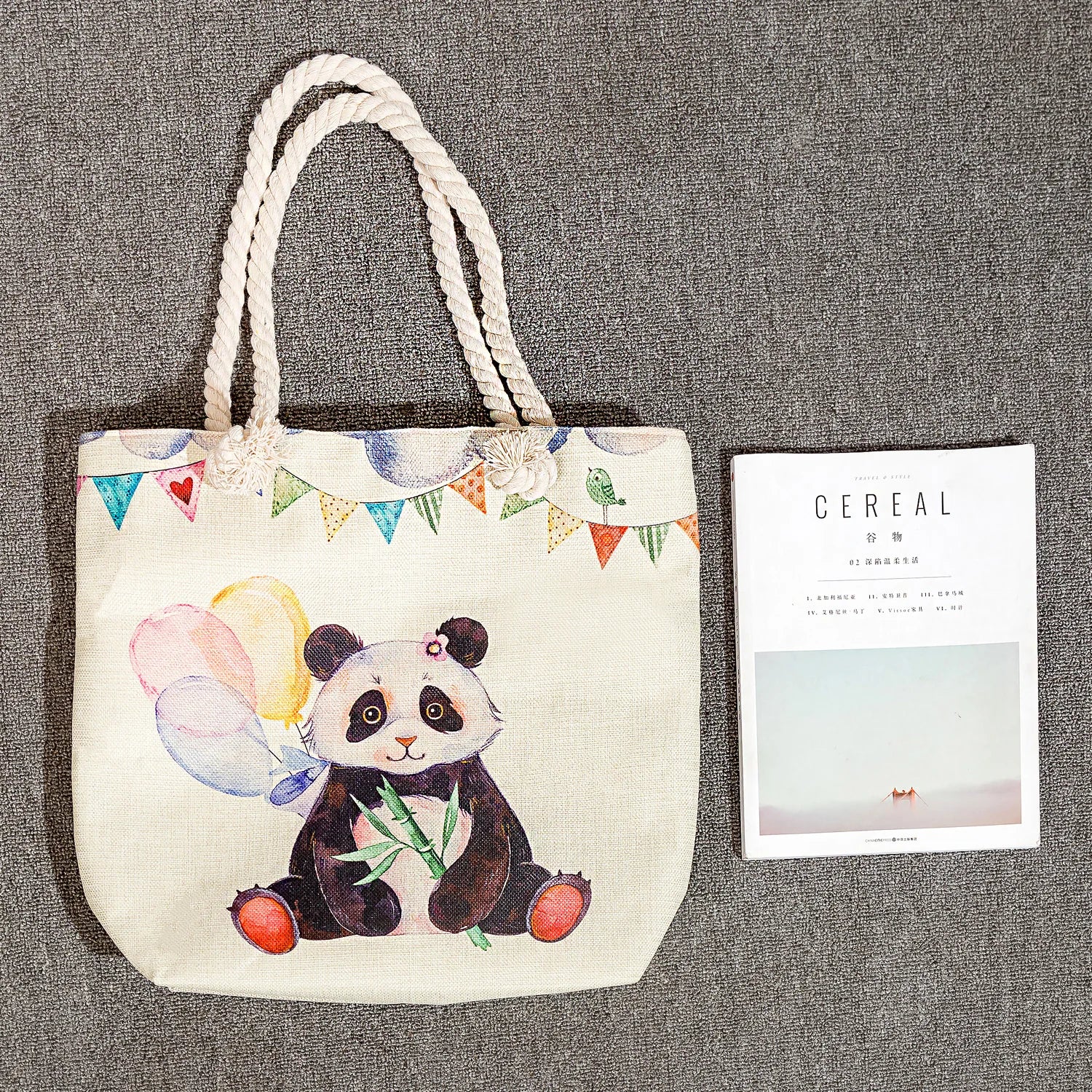 Floral Letter Printed Handbags Women Shopping Tote Bags