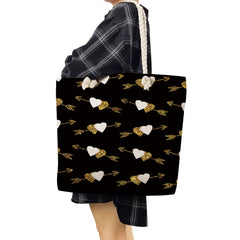 Floral Letter Printed Handbags Casual High Capacity Women Shopping Tote Bags