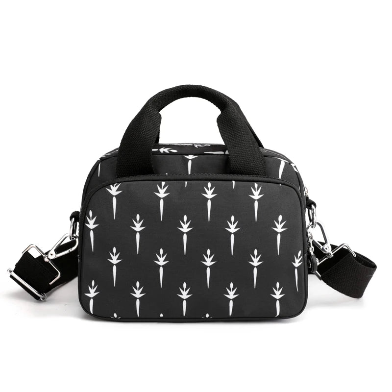 Floral Pattern Women Shoulder Bag Waterproof Nylon Handbag