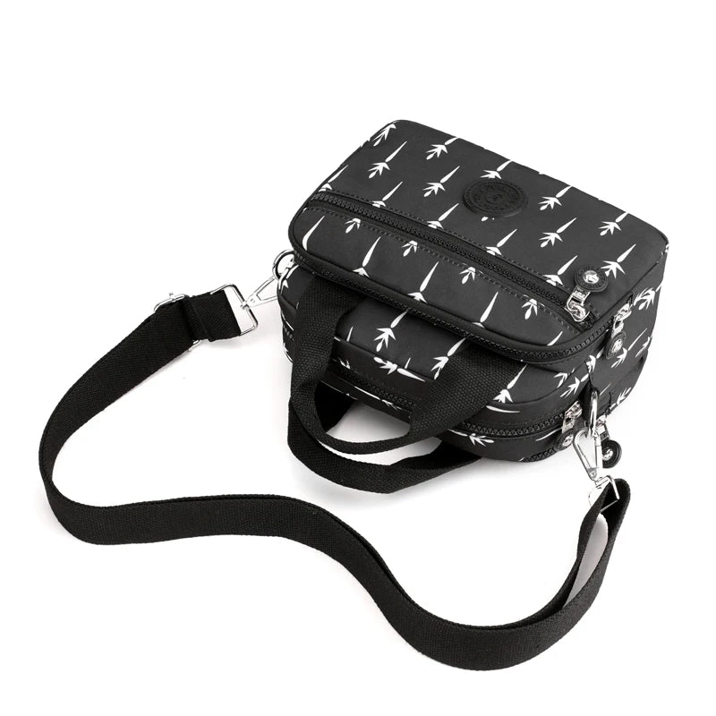 Floral Pattern Women Shoulder Bag Waterproof Nylon Handbag