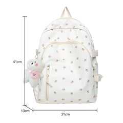 Floral Women Backpack Nylon Schoolbag College Teenage Girl Travel