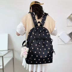 Floral Women Backpack Nylon Schoolbag College Teenage Girl Travel