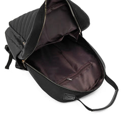 Flower Leather Women's Backpack Rhombus Pattern Student Schoolbag