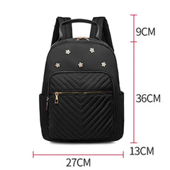 Flower Leather Women's Backpack Rhombus Pattern Student Schoolbag