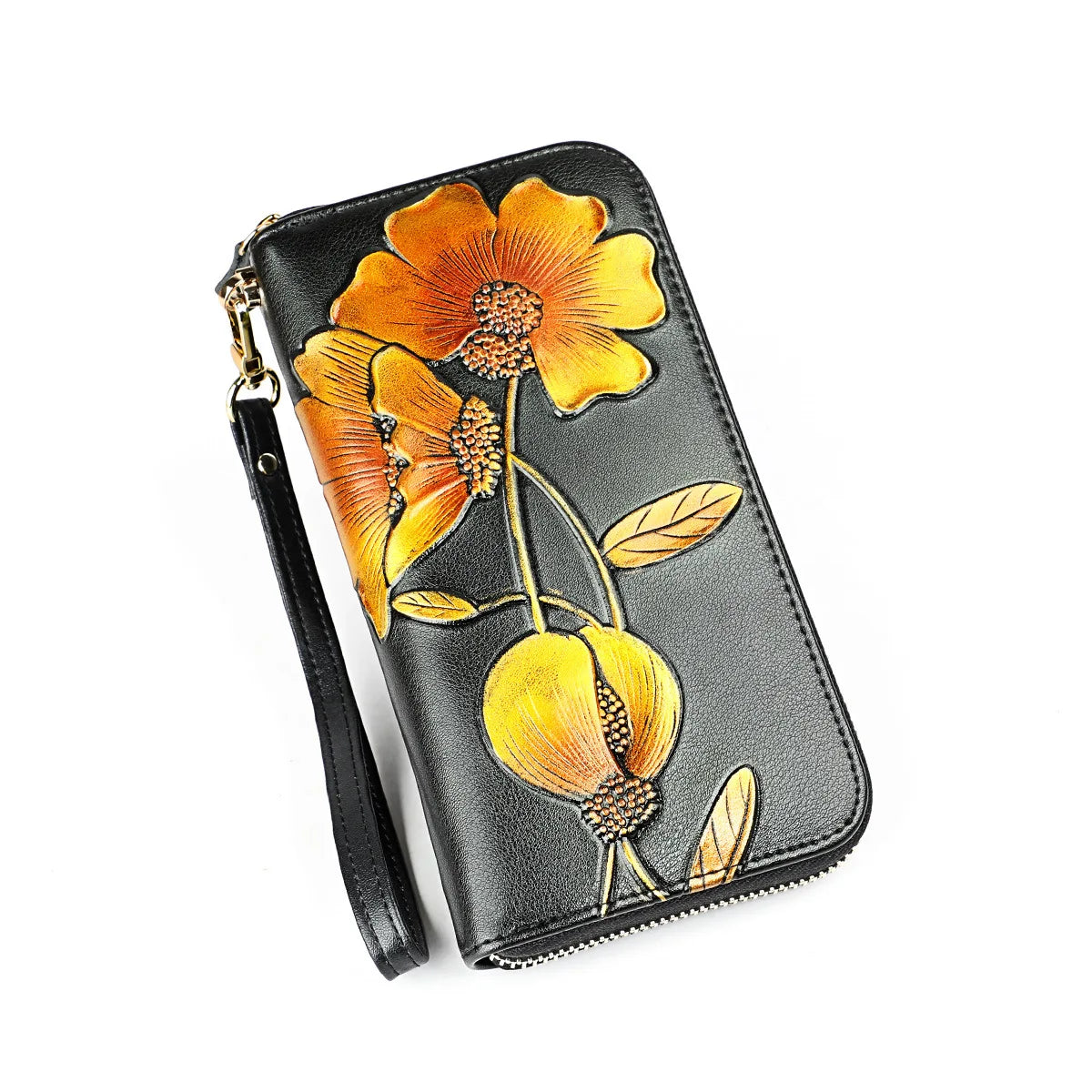Flower Women Wallets Leather Long Zipper Wallet Ladies Purse Clutch