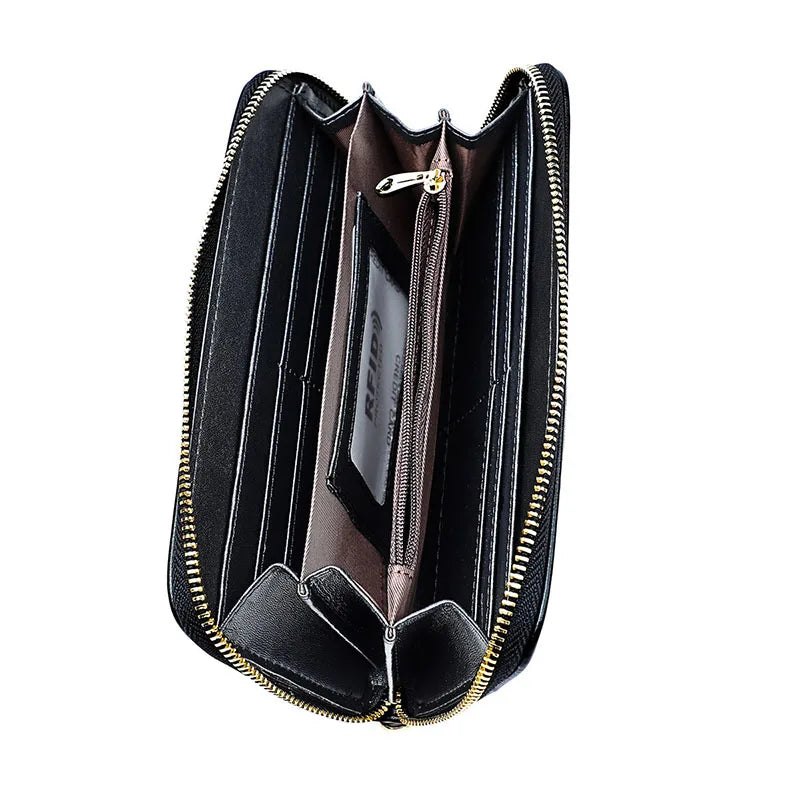 Flower Women Wallets Leather Long Zipper Wallet Ladies Purse Clutch