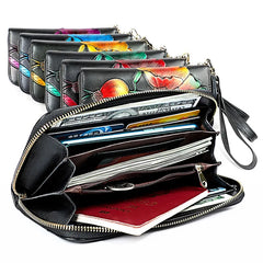 Flower Women Wallets Leather Long Zipper Wallet Ladies Purse Clutch